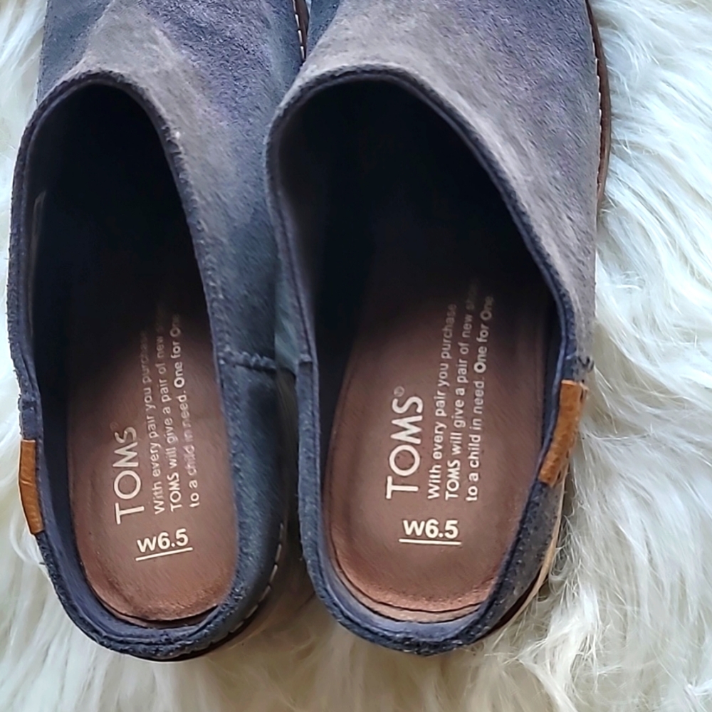 TOMS Leila Forged Iron grey Suede Mules in Size 6.5 - Picture 3 of 9